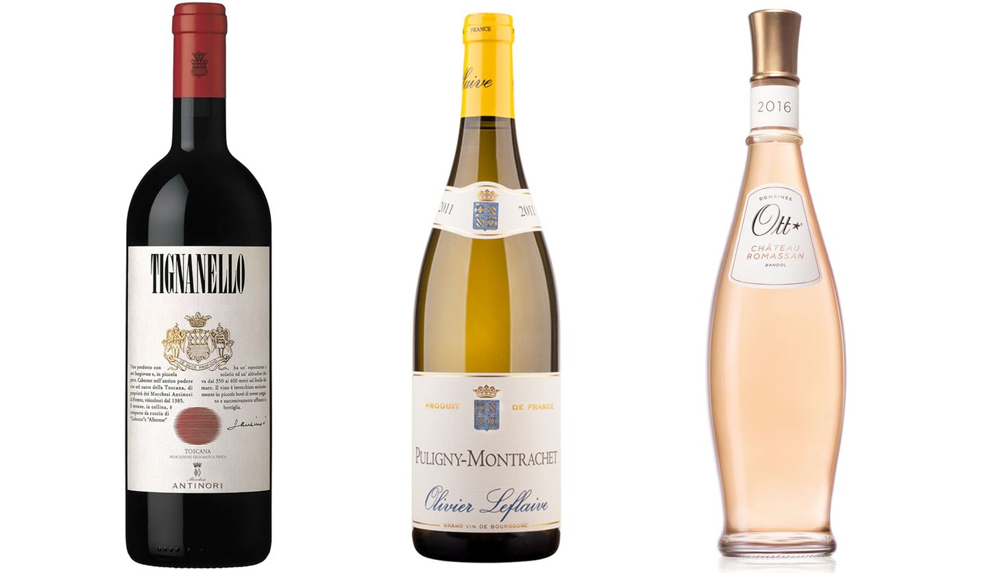 名家アンティノリが手がける赤ワイン「ティニャネロ」と白ワインの名手が手掛ける白ワイン「ピュリニー・モンラッシェ」と、”キング・オブ・ロゼ”と称されるフランストップクラスのロゼワイン「バンドール・ロゼ・クール・ド・グレン・シャトー・ロマサン」