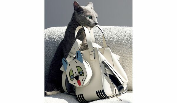 ユーモラスな表情のネコに見立てた「ロエベ」の『ハンモックバッグ』｜レザーを組み合わせて模様に仕上げる高度な技