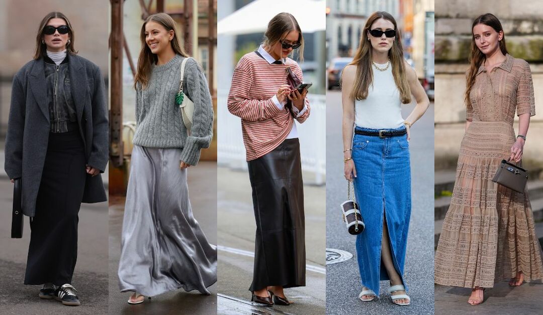 シャネルネイビー ドローストリング ロングスカート