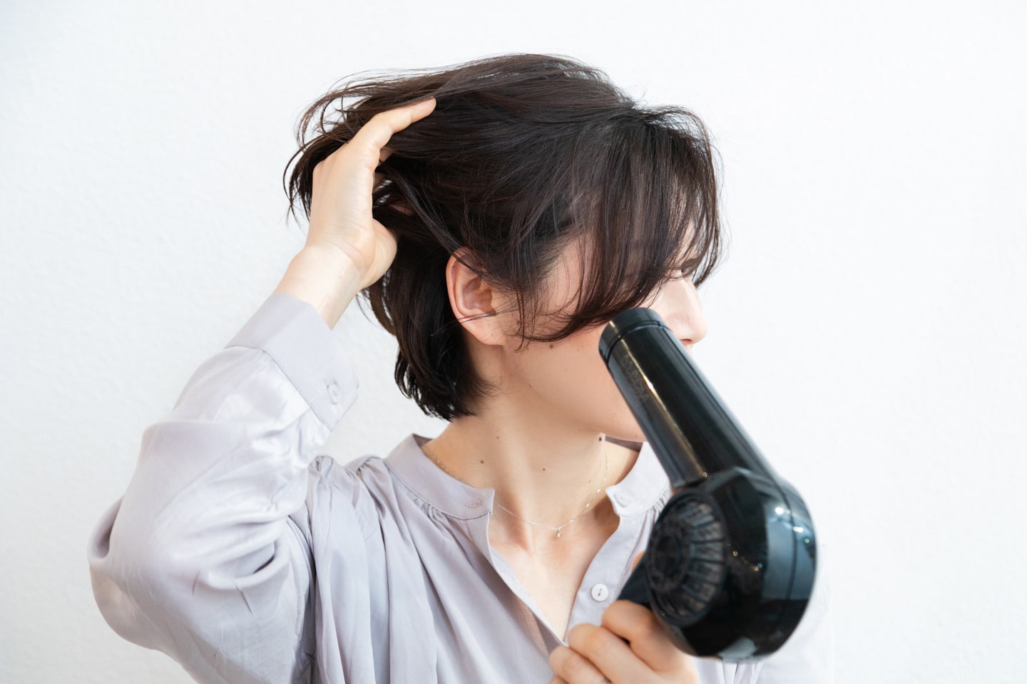 根元を起こしながら、全体を乾かす。