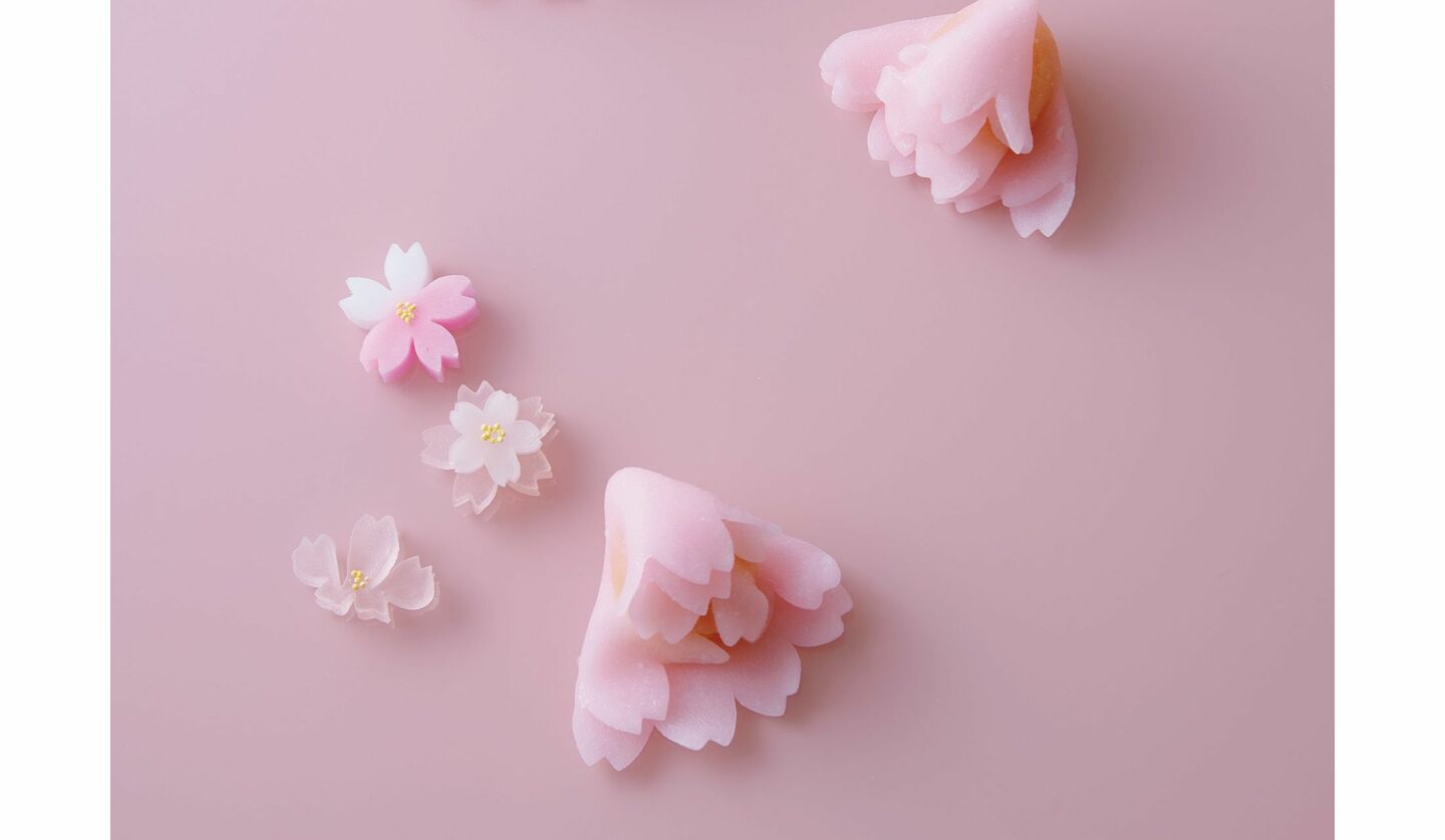 東京の和菓子店「塩野」の、桜の上生菓子と干菓子