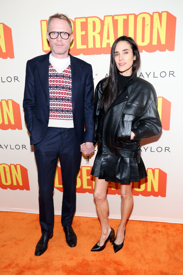 2025年10月28日、ニューヨークのジェームズ・アール・ジョーンズ劇場で開催されたブロードウェイ『Liberation』初日公演。左は夫で俳優のポール・ベタニー。