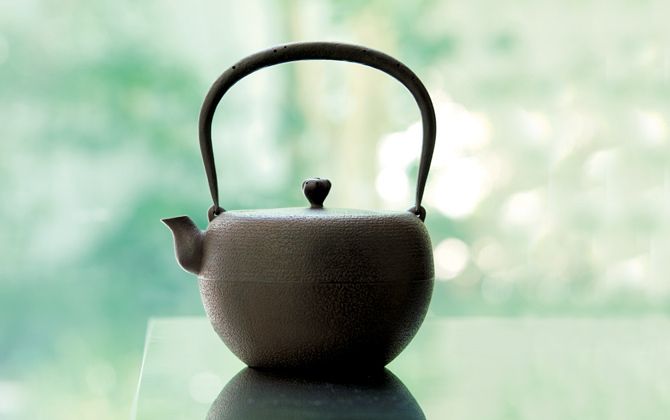 南部鉄器鈴木盛久工房の道安形鉄瓶 [直径15.7×H22㎝（取手含む）] ￥162,000（税込）