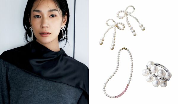 日常スタイルを印象的に魅せる「デザインニット×モダンパール」の着こなし｜服にもジュエリーにも“今”のムードを