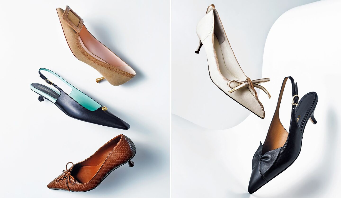 ラグジュアリーブランドから厳選したキトゥンヒールシューズ