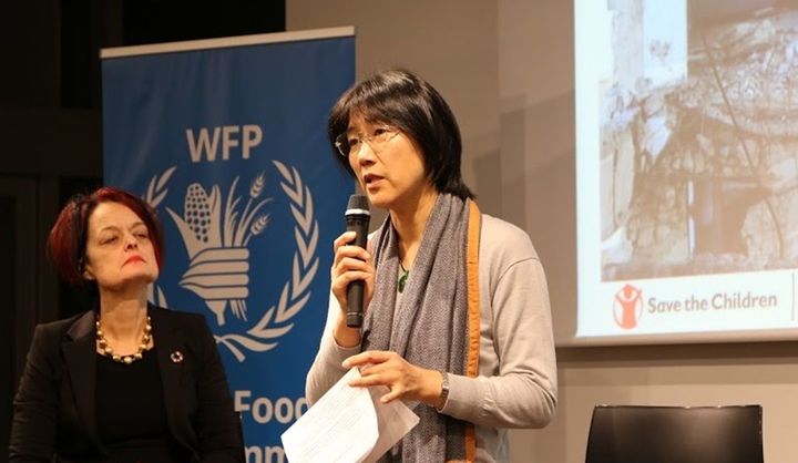 2019年12月国連世界食糧計画(WFP)のシリアとイエメンに関するイベントに登壇した時の塩畑さん