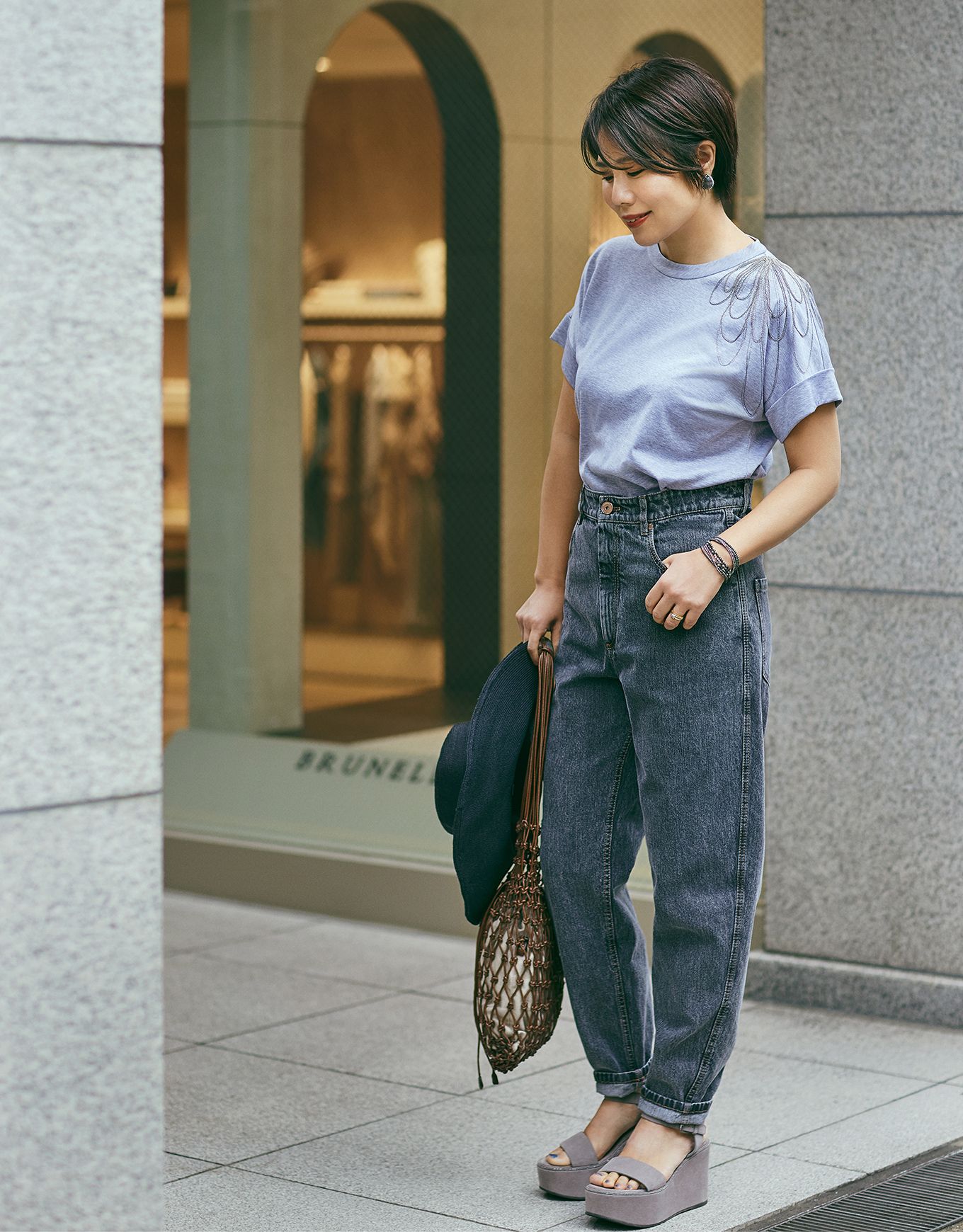 大人コーデ_3,春コーデ_3,パンツ_3,Tシャツ_3,ブレスレット_1,バッグ_3,靴_2,サンダル_1,帽子_1