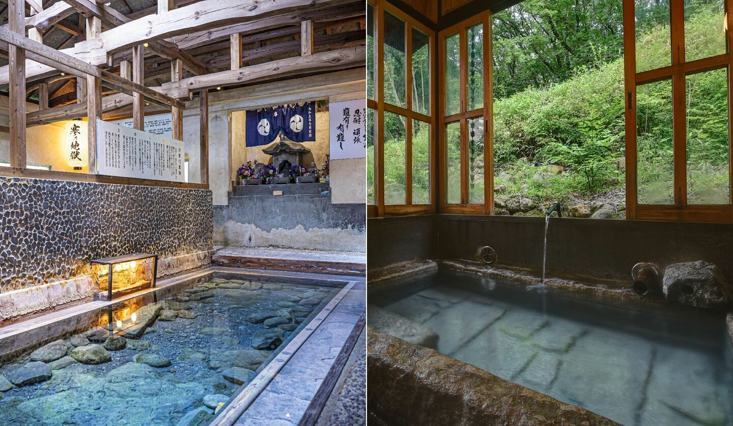 「寒の地獄旅館」の冷泉と家族風呂