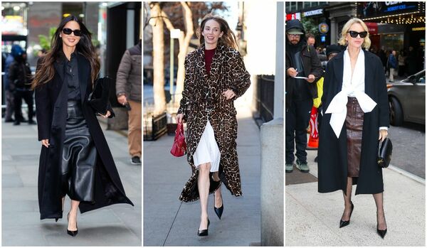 セレブたちが愛用する「スカート×黒ポインテッドトゥパンプス」の麗しコーデ術【海外スナップ】