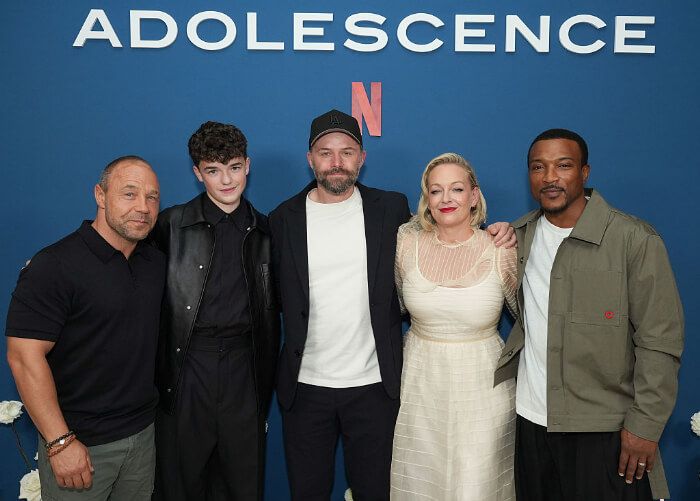 2025年9月 イベント。左から、スティーヴン・グレアム、オーウェン・クーパー、演出のフィリップ・バランティーニ、クリスティン・トレマルコ、アシュリー・ウォルターズ。