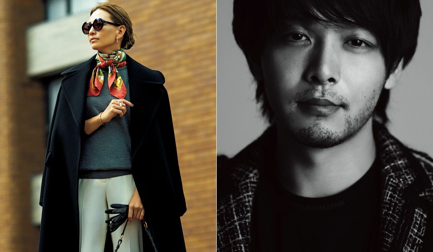 高橋リタさんが提案する「ベーシックコート」スタイルを着るRINAさん、俳優・中村倫也さん