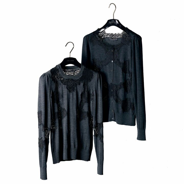 カーディガン￥169,000・プルオーバー￥149,000（ドルチェ＆ガッバーナ ジャパン）　[Precious2018年10月号255ページ]