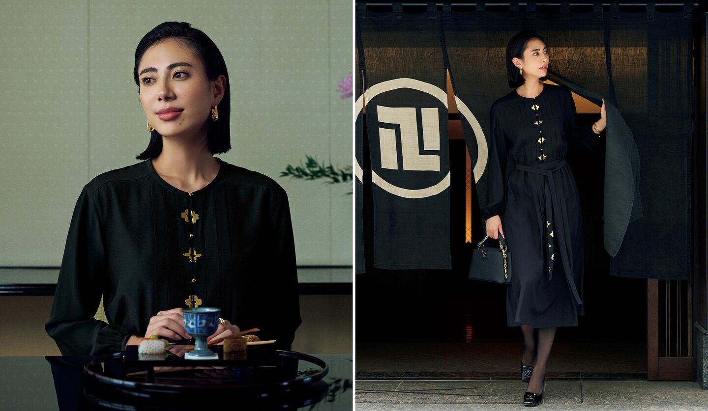 ルイ・ヴィトンのワンピースを着用したモデルの土屋巴瑞季さん