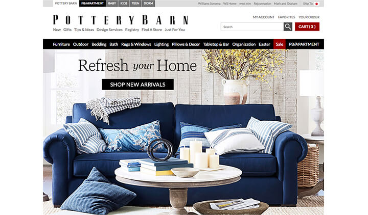 Pottery Barn トップページ