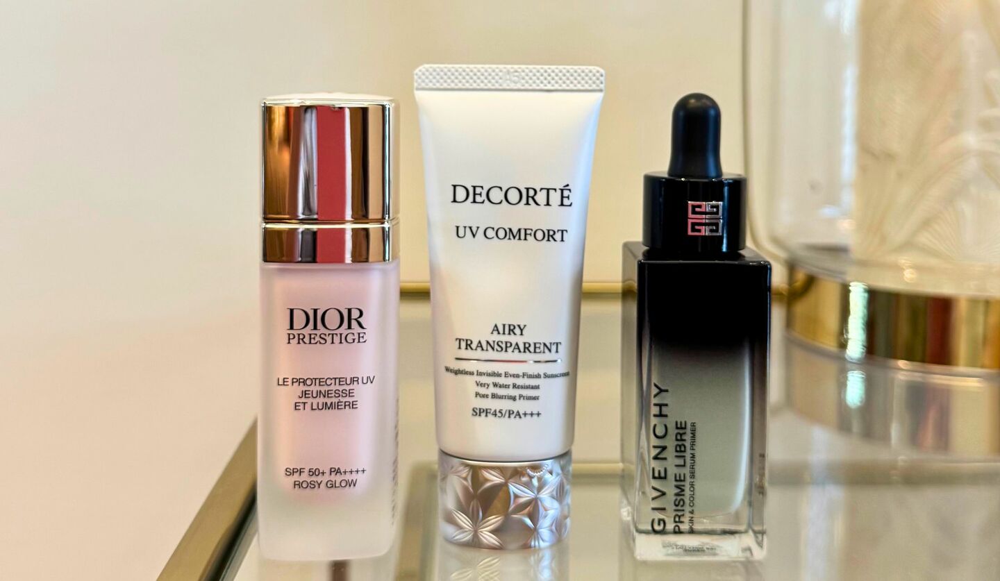 Diorの下地,コスメデコルテのUV,ジバンシイのグリーンの下地