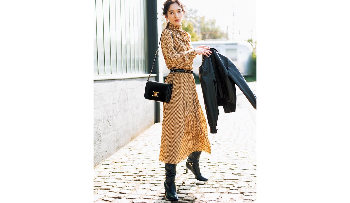美品　CELINE セリーヌ ウール　レザー　ワンピース 美品 CELINE セリーヌ ウール レザー ワンピース ワンピース