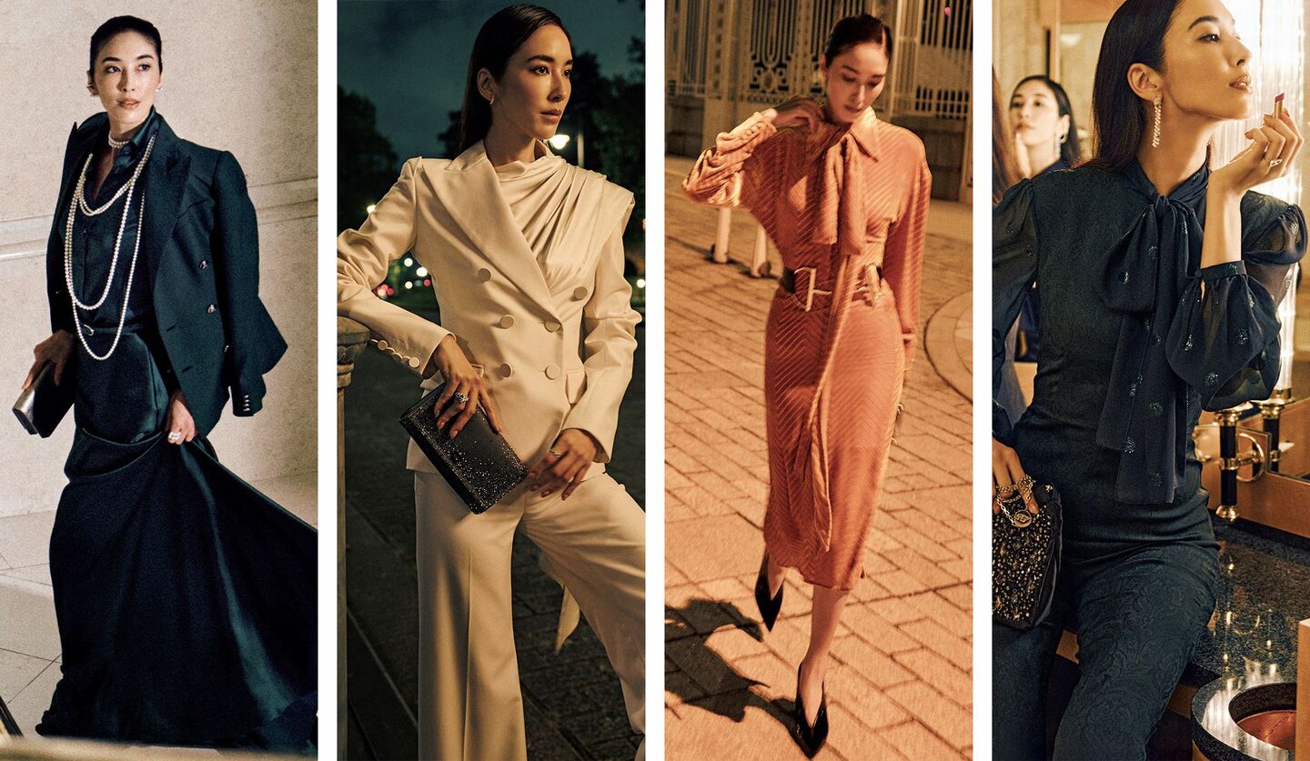 ドレスアップスタイルを纏ったモデルの立野リカさん