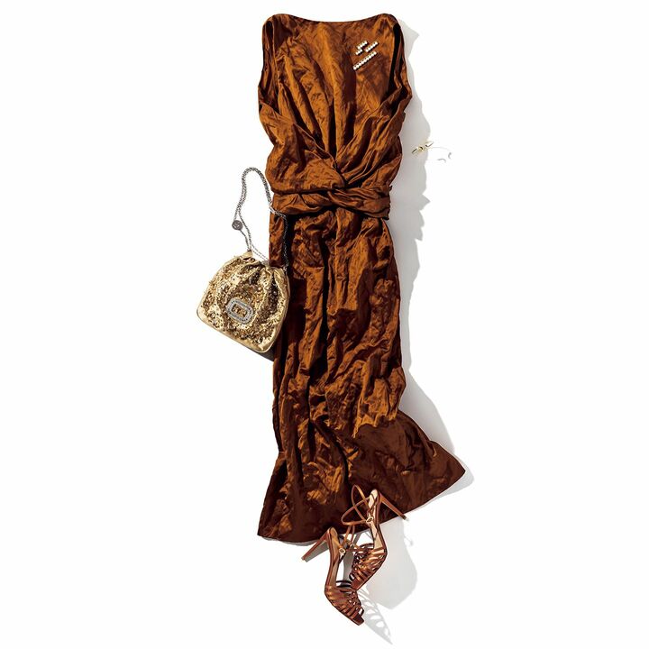 ランバンのワンピースを主役にしたコーディネート