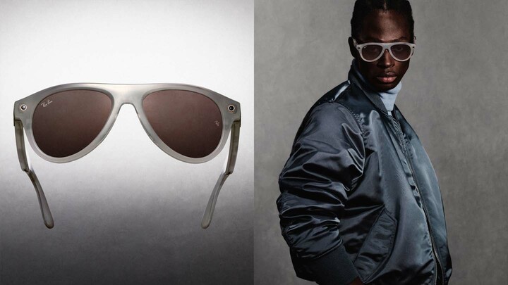 「Ray-Ban Meta（Gen 3）」の「アビエーター」を着用した男性と商品カット