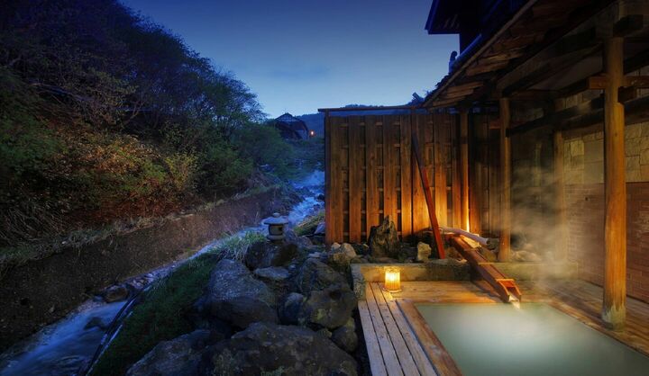 高湯温泉「旅館ひげの家」の貸切風呂「星見風呂」