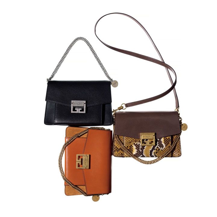 バッグ『GV3 スモール』［縦14×横21×マチ7㎝、取り外し可能なショルダーストラップ付き］左上／￥230,000・左下／￥230,000・右／￥430,000［伊勢丹新宿店限定］（ジバンシィ表参道店）　[Precious2018年5月号216ページ] 　