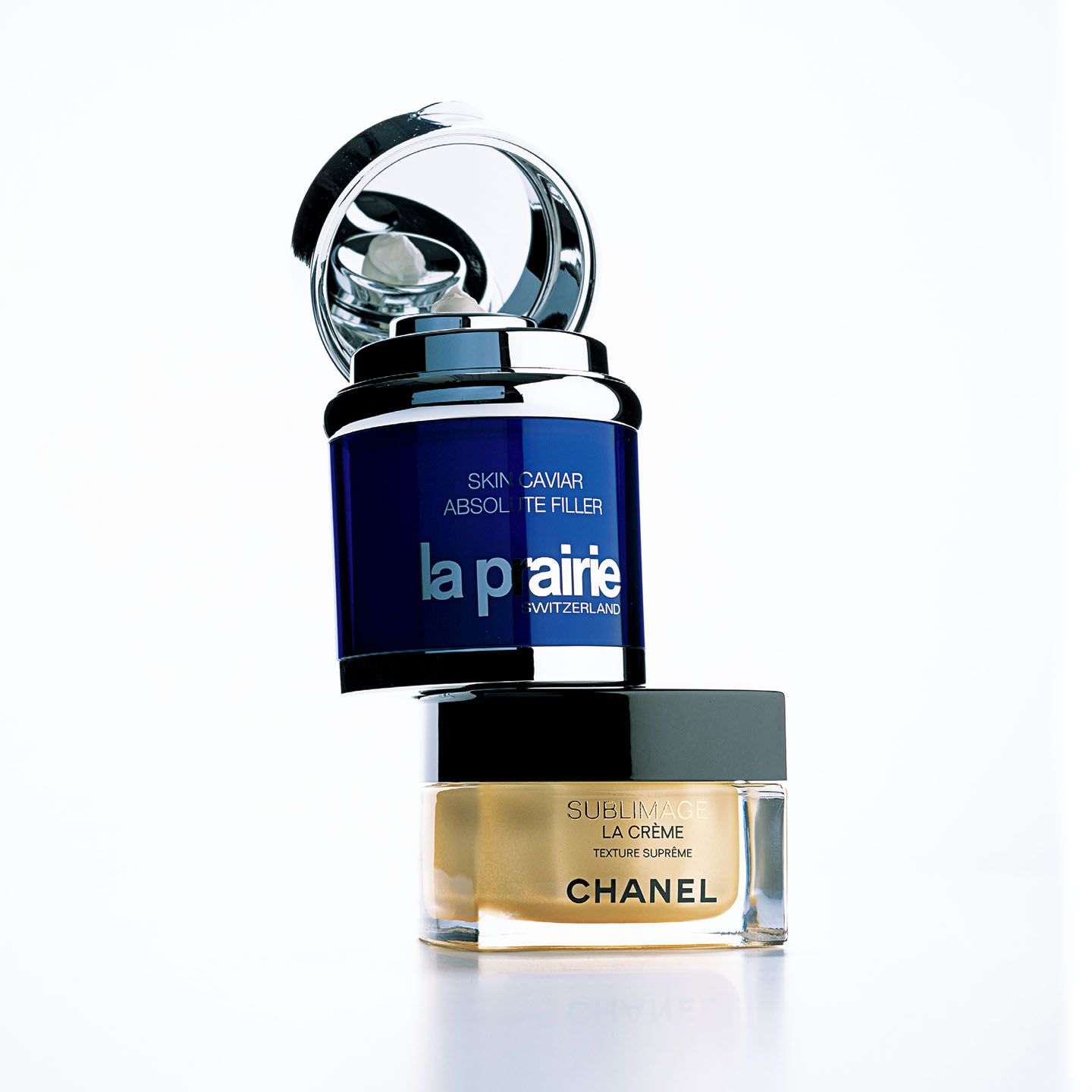 上から/ラ・プレリー SC アプソル フィラー 60ml ¥66,900、シャネル サブリマージュ ラ クレーム N 50g ¥40,000(すべて税抜)