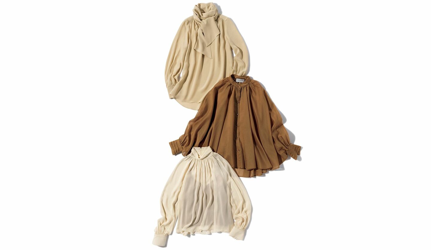 MIKAKO NAKAMURA、エルマンノ フィレンツェ、ヴィンスのベージュブラウス