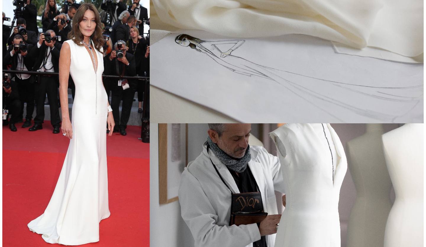 第71回カンヌ国際映画祭でDior（ディオール）のスペシャルオーダードレスを着用した元仏大統領夫人のカーラ・ブルーニ・サルコジさん