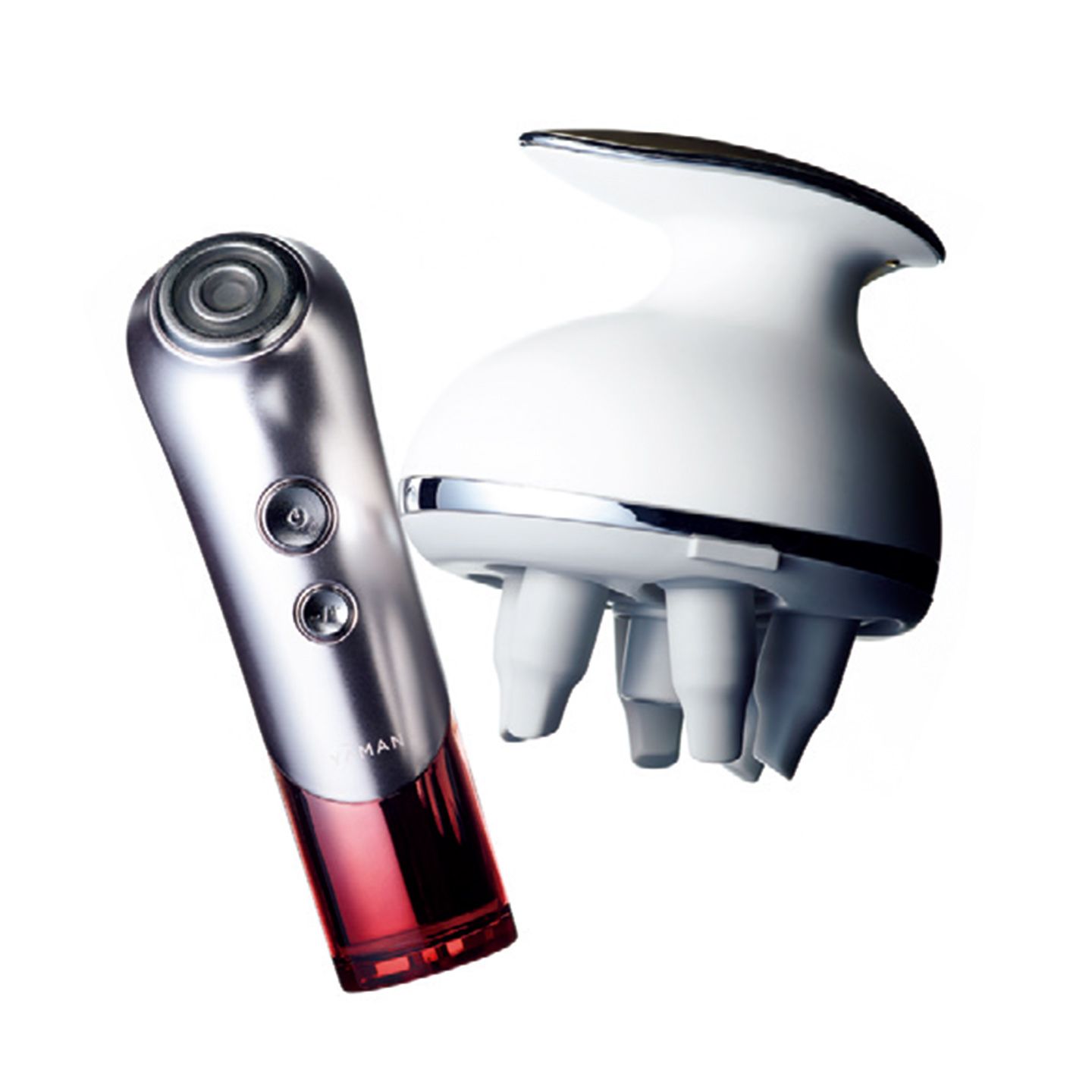 右/頭皮や首、顔にまで使えるもみほぐし美容機器。ヤーマン アセチノヘッドスパリフト ¥12,500、左/リフトアップ効果大。ヤーマンRFボーテ ブルーム ¥40,000
