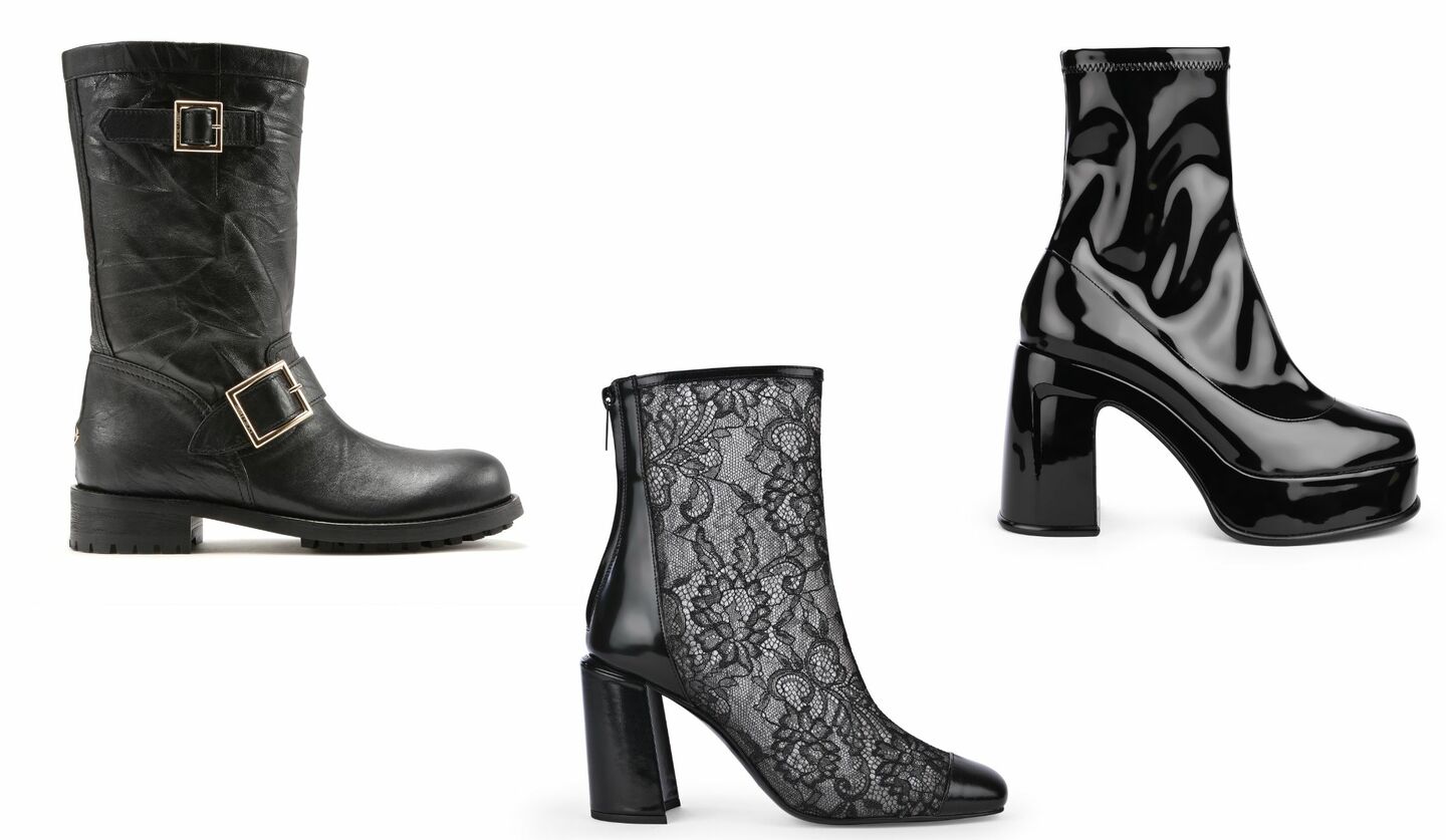 JimmyCHOOブラックレースアップブーツ 中ヒール レースやプラットフォームに視線集中！JIMMY CHOOの新作ブラックブーツ