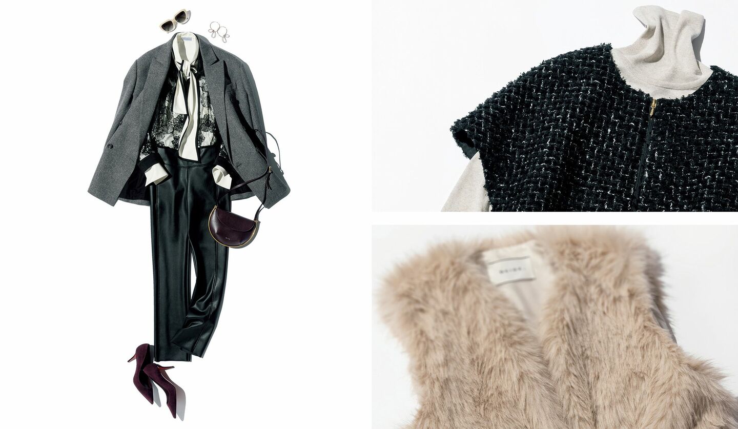 三好 彩さんのスタイリングによるレイヤードコーディネート