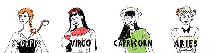 第4位から7位は、蠍座・乙女座・山羊座・牡羊座の女性