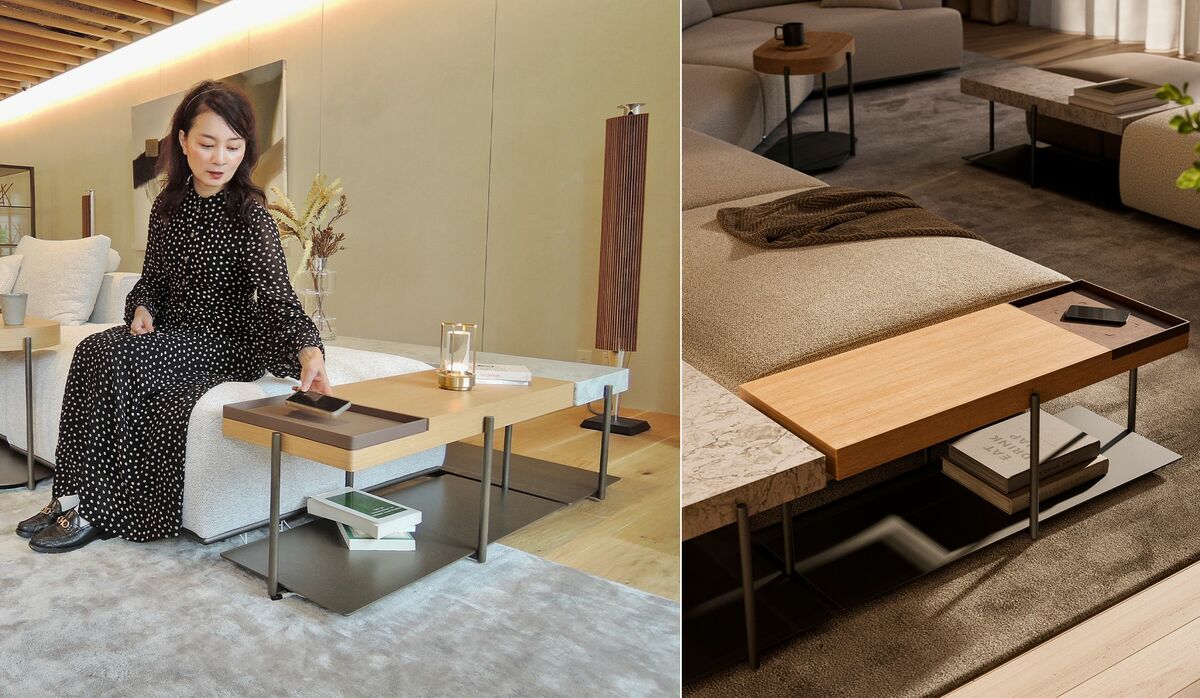 多機能変形可能サイドテーブル - 充電機能付き　一台二役 多機能変形可能サイドテーブル - 充電機能付き一台二役