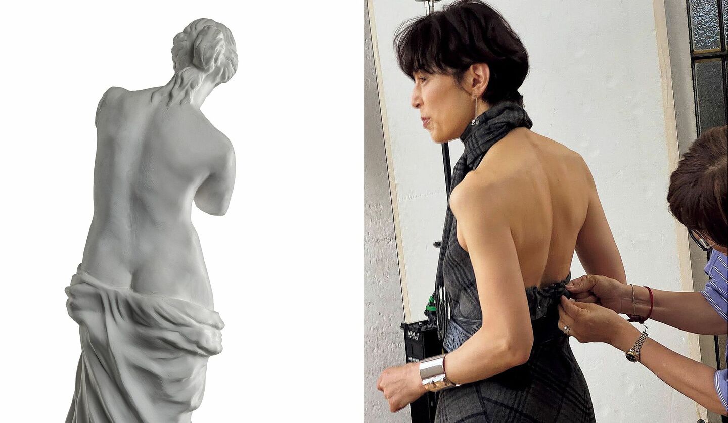 俳優の鈴木保奈美さんがInstagramへの投稿で話題となった美しい背中の画像とヴィーナスの石像の画像