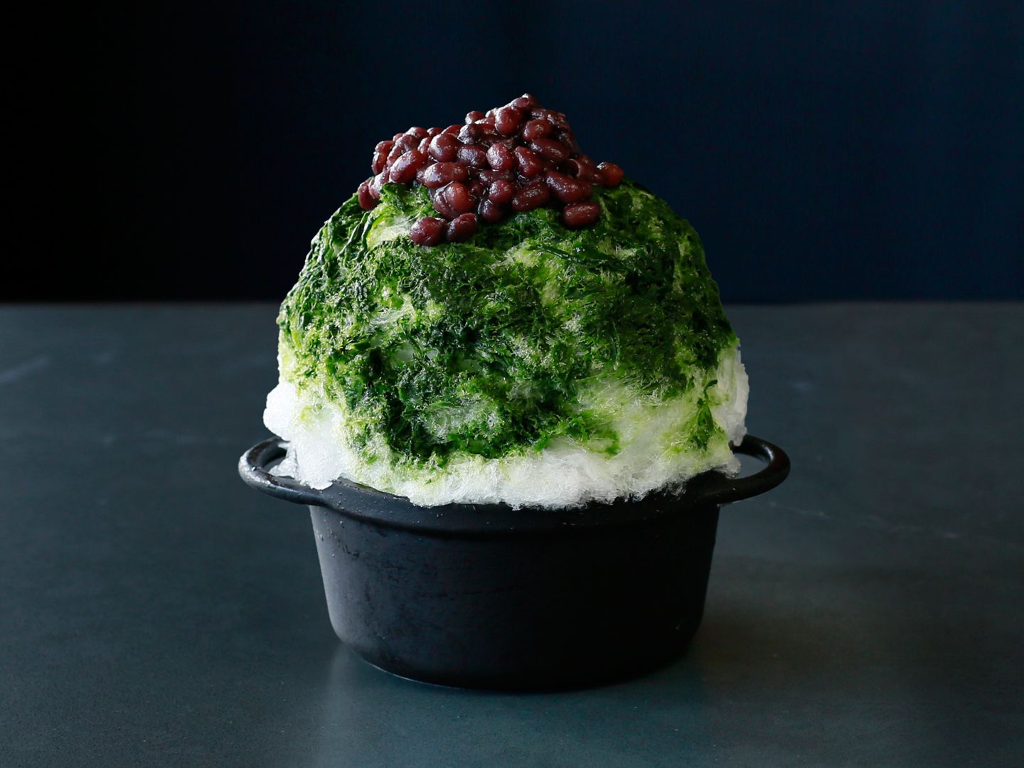バーミキュラ氷鍋 西尾抹茶・小豆・黒糖わらび餅・ほうじ茶¥1,500