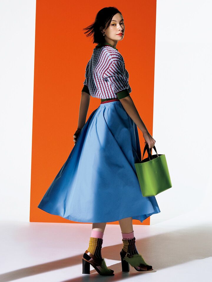 春コーデ_3,ニット_1,スカート_3,バッグ_3