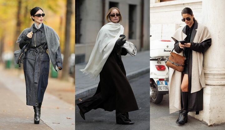 海外インフルエンサーの冬ストールコーデ