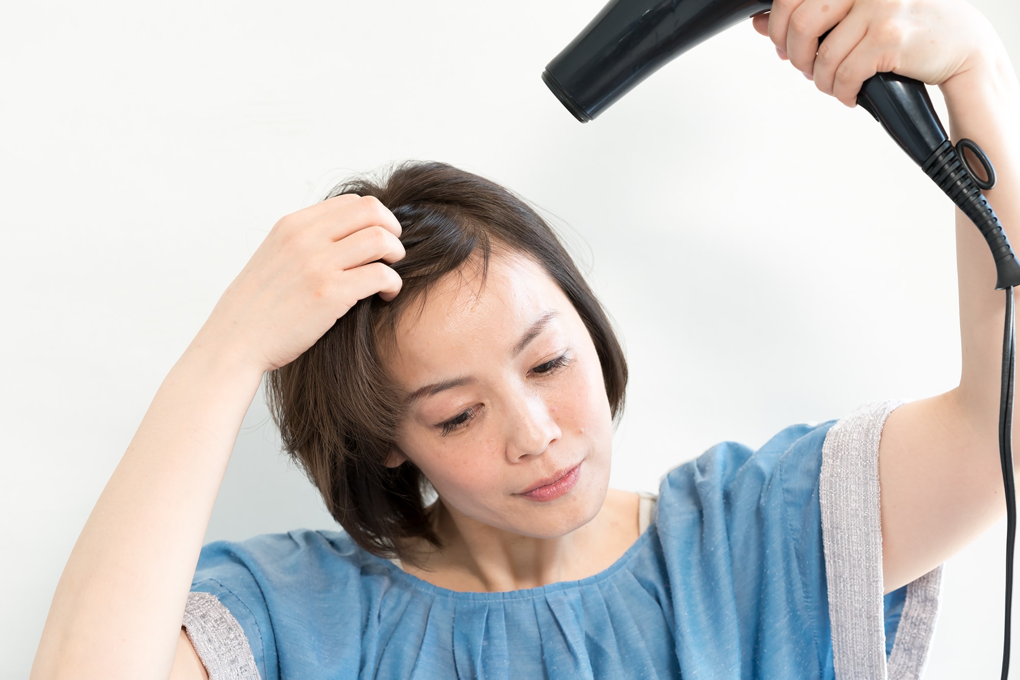 最終的にブローした方向と逆分けに