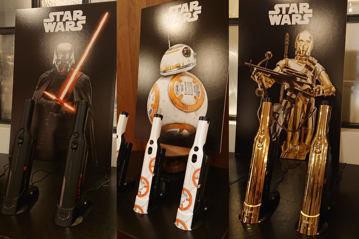 写真左から/Shark EVOPOWER Star Wars Limited Edition「Kylo Ren Limited Edition」「BB-8 Limited Edition」「Cー3PO Limited Edition」※日本限定製品、3種合わせ延べ1万台限定生産 ※2019年12月3日よりShark公式オンラインストアにて先行予約開始