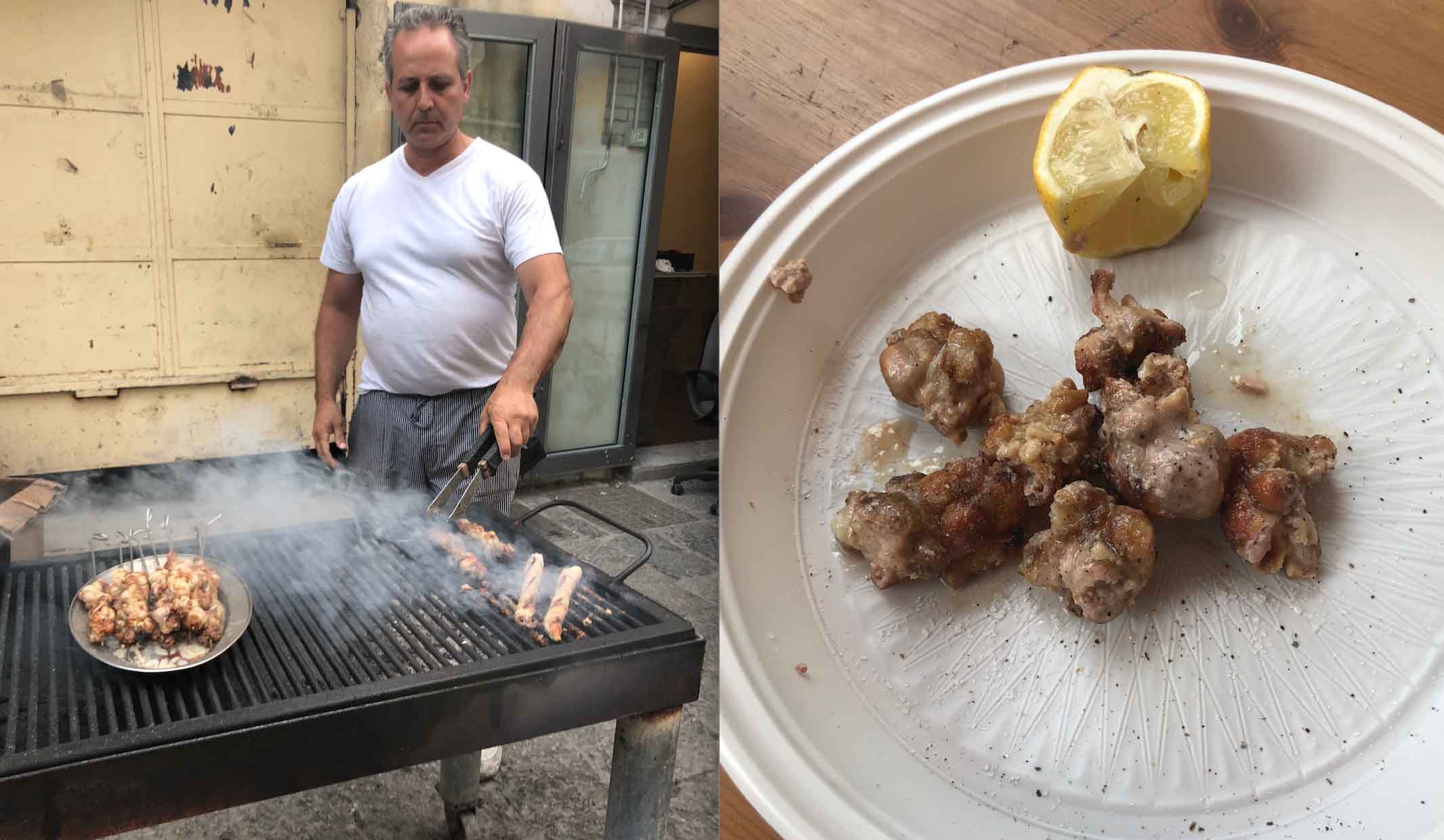 こちらはストリートのモツ焼き。客層は日本とほぼ同じ、じゃりん子チエ系!