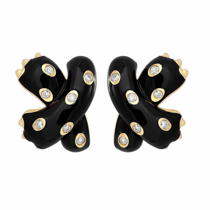 イヤリング「Ombre Feline（オンブル フェリーヌ）」￥602,000［イエローゴールド×ブラックラッカー×ダイヤモンド］（税抜）
