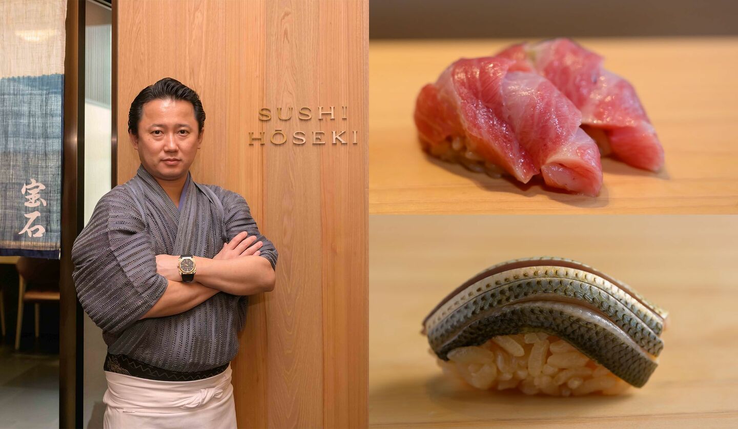 行天健二氏と、「SUSHI HOSEKI – KENJI GYOTEN」で提供される鮨