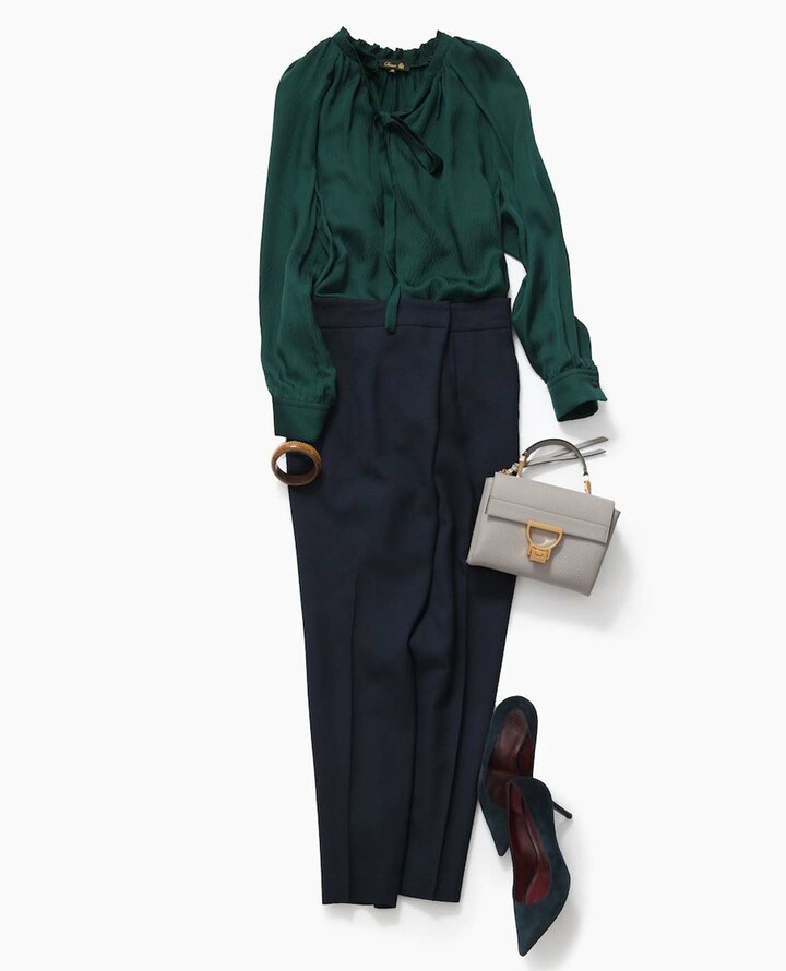 スタイリストの望月律子さんによるグリーンをテーマにしたコーディネート