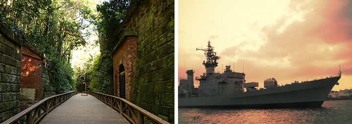 「猿島」(左)と「軍港めぐり」(右)