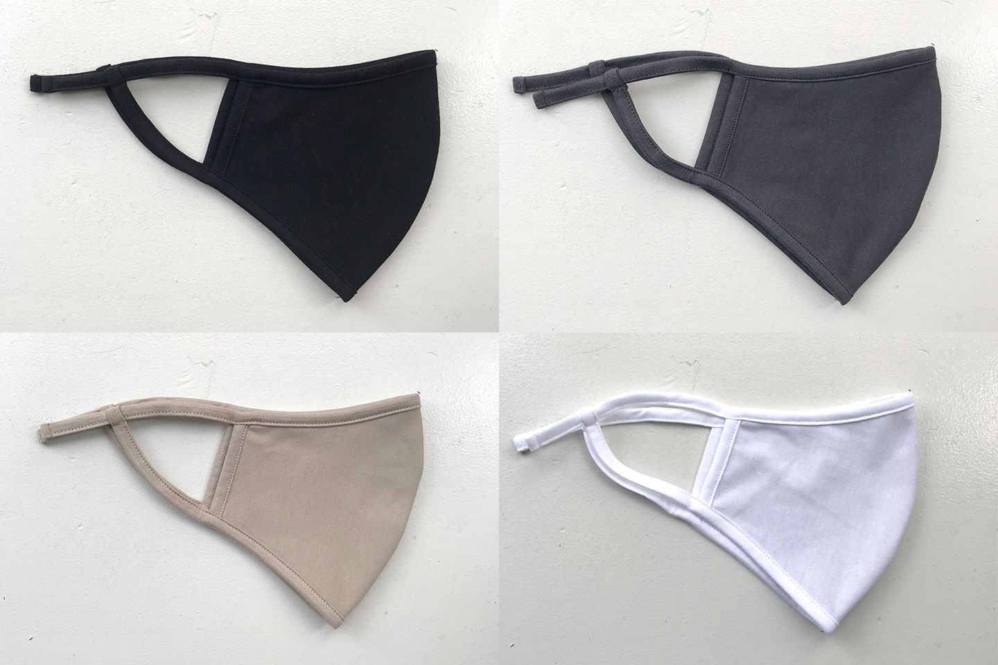 左上 Black × Black、右上 Gray × Gray、左下 Beige × Beige、右下 White × White