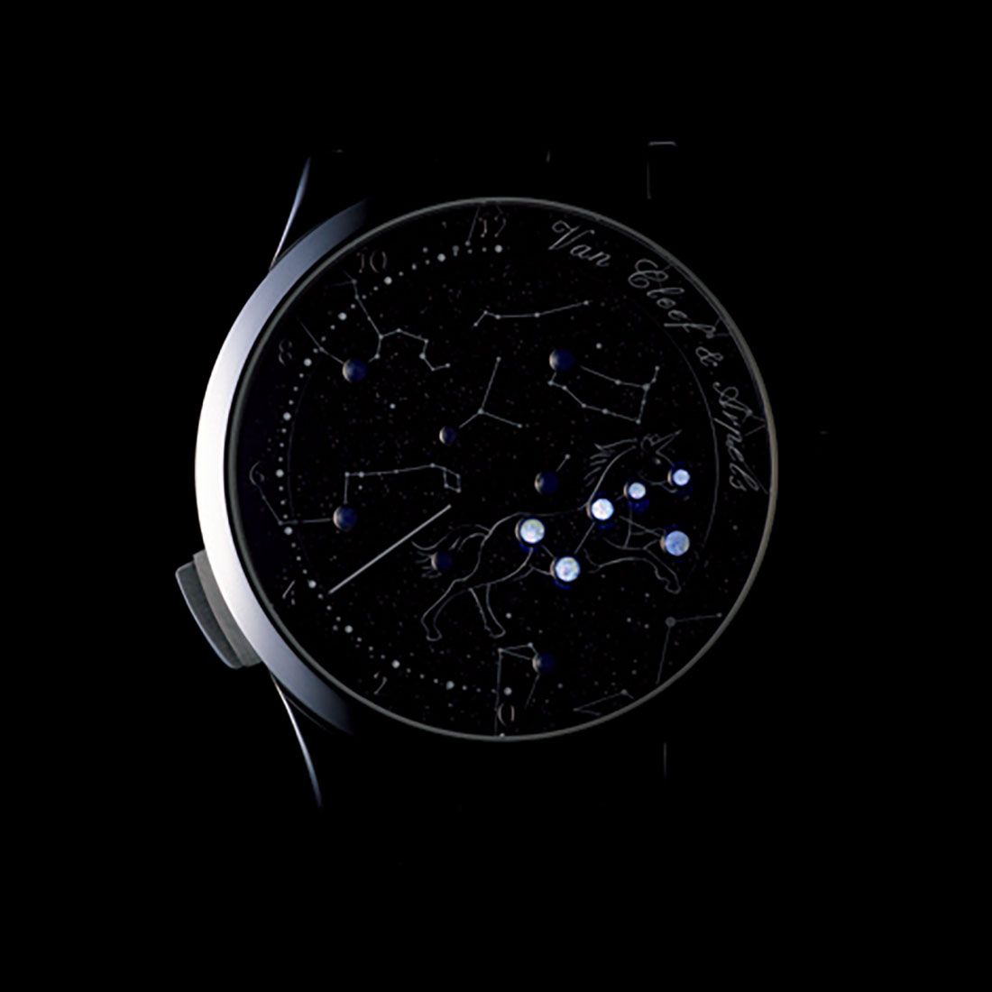 LEDのバックライトによって6つの星が発光し、ユニコーンの姿が浮かび上がる。この発光メカニズムは現在、特許を申請中。