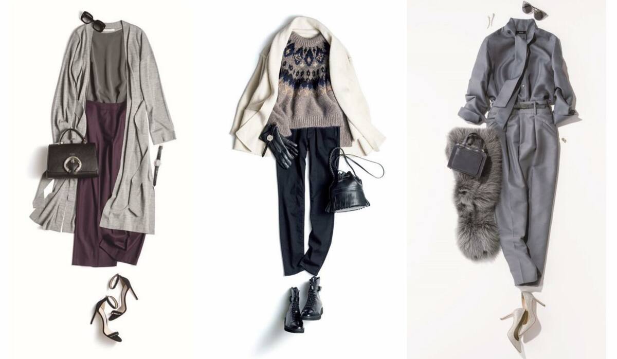 アニオナ　秋色グレージュのコットンワイドパンツ　40 アニオナ秋色グレージュのコットンワイドパンツ40