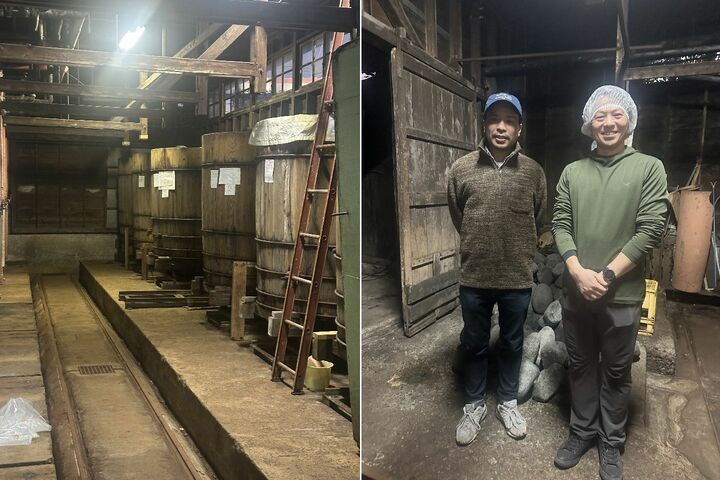加藤兵太郎商店の味噌蔵、小野岡圭太さん、加藤篤さん