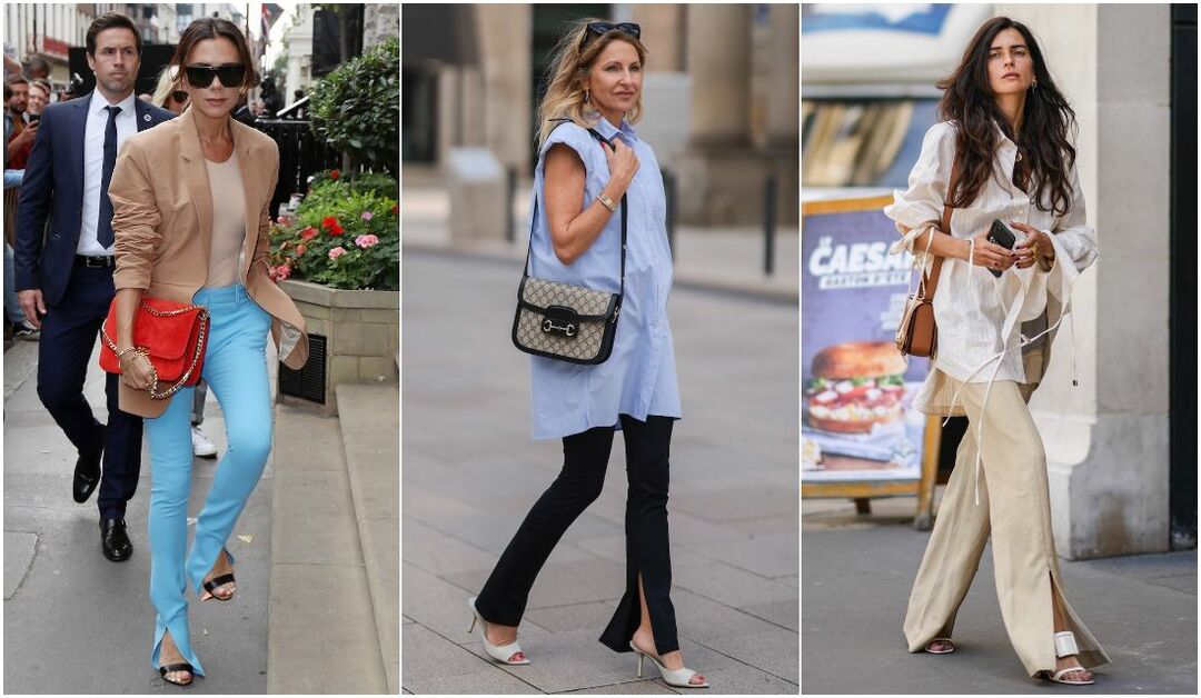 秋も使える スリットパンツ ですらり美脚に 抜け感が両立できる着こなしテク 海外スナップ Precious Jp プレシャス