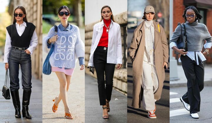 ニットシャツコーデ重ね着